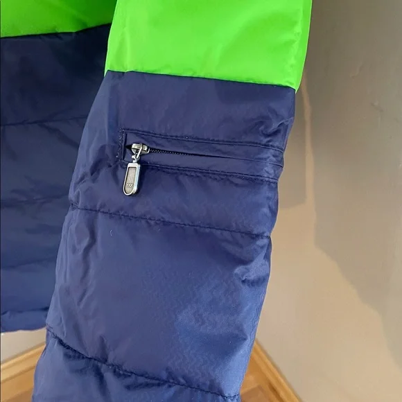 Bonfire Colorblocked Snowboard Puffy Jacket, White Green Navy, Size L - Picture 6 of 10